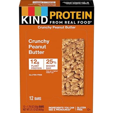 KIND Protein Snack Bar, Crunchy Peanut Butter, Healthy Snacks, Gluten Free, 12g Plant Protein, 12 Count - Image 3