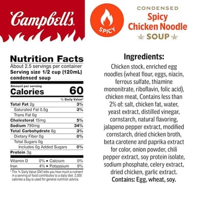 Campbell’s Condensed Spicy Chicken Noodle Soup, 10.5 oz Can (Pack of 12) - Image 2