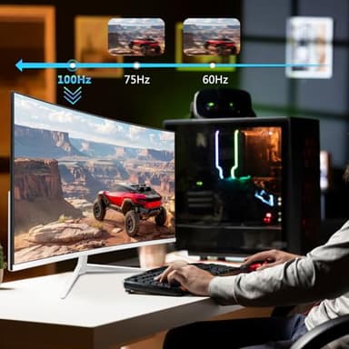 Z-Edge 24-inch Curved Gaming Monitor, Full HD 1080P 1920x1080 LED Backlight Monitor, with 100Hz Refresh Rate and Eye-Care Technology, U24C 178° Wide View Angle, DP+HDMI - Image 2