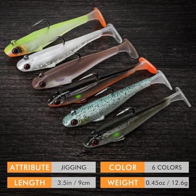 TRUSCEND Fishing Lures for Bass Trout Jighead Lures Paddle Tail Swimbaits Soft Fishing Baits Freshwater Saltwater Jigging Bass Gear Gifts for Men - Image 6