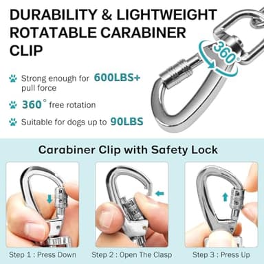 Heavy Duty Dog Chain for Yard-20FT Metal Dog Chain Leash Chew Proof,Long Dog Lead for Outside with Strong Swivel Hook,Outdoor Dog Runner for Camping,Dog Tie Out Cable for Small Medium Dog up to 90LBS - Image 2