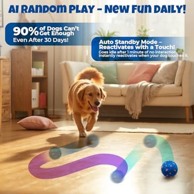 Fsitego Dog Balls: Interactive Dog Ball Auto Rolling - Interactive Dog Toys for Aggressive Chewers - Bouncy & Throwable, Type-C Rechargeable, Washable, for Small & Medium & Large Dogs – Blue - Image 5