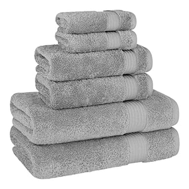 Cotton Paradise 6 Piece Towel Set 100% Cotton Soft Absorbent Turkish Towels for Bathroom 2 Bath Towels 2 Hand Towels 2 Washcloths Light Gray Towel Set - Image 5