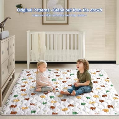 Premium Foam Baby Play Mat for Floor 79" X 71", Extra Large Soft Thicker Activity Playmats for Babies, Toddlers, Infants, Play & Tummy Time, Foldable & Machine Washable Baby Crawling Mat - Image 7