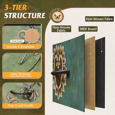 WLIVE Tall Dresser for Bedroom, 7 Drawer Dressers & Chests of Drawers, Fabric Dresser for Closet, Living Room, Night Stand with Metal Frame, Storage Tower with Fabric Bins, Wood Top, Floral Painted - Image 6