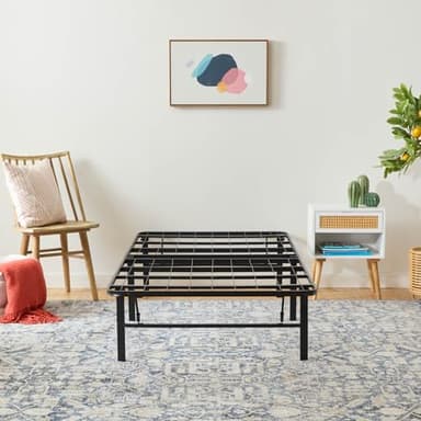 Linenspa Folding Metal Platform Bed Frame - No Box Spring Needed - Underbed Storage - Simple Tool Free Assembly - Mattress Foundation - 14" High - Traditional Design - Sturdy Steel - Twin Size - Image 6