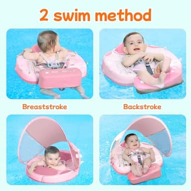 Mambobaby Float with Canopy & Portable Backpack Skin-friendly Baby Swim Float with Tail Waterproof Non-Inflatable Mambo Float Smart Swim Trainer Soft Solid Infant Pool Float 3-24 months Baby Swim Ring - Image 3