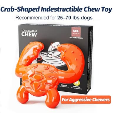 BLESQU Indestructible Dog Chew Toy – Crab-Shaped Tough Nylon for Aggressive Chewers, Teeth Cleaning, Bacon Flavor, Anxiety Relief, Durable Chew Toy for Large Dogs - Image 7