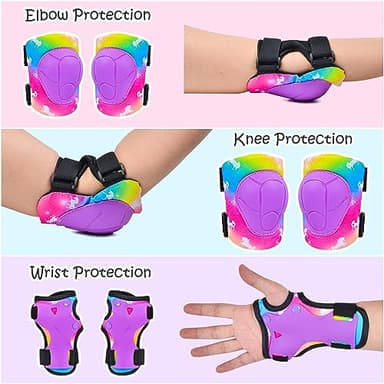 Knee Pads for Kids Adjustable Protective Gear Set with Mesh Bag Knee Pads and Elbow Pads Wrist Guard for Girls Kids Roller Skates Cycling Skateboard Scooter, 3-8 Years - Image 3