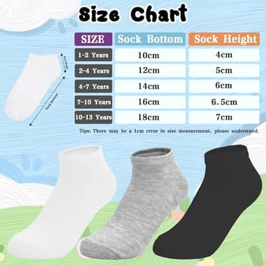 ZERULETS Kids Socks, 20 Pairs Low Cut Ankle Socks Short Athletic Socks for Boys Girls Toddler 1-13 Years（Black,White,Grey，4-7 Years） - Image 7