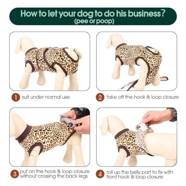Kuoser Dog Recovery Suit Female, Soft Puppy Surgery Suit, Dog Recovery Suit After Surgery, Post-Op Onesie for Female & Male Dogs, Soft Protective Wear, BrownLeopard S - Image 5