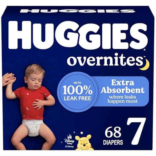 Huggies Size 7 Overnites Baby Diapers: Overnight Diapers, Size 7 (41+ lbs), 68 Ct (2 Packs of 34), Packaging May Vary - Image 1