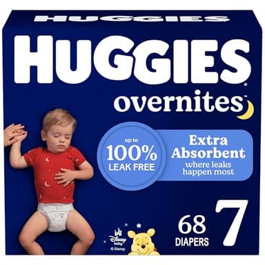 Huggies Size 7 Overnites Baby Diapers: Overnight Diapers, Size 7 (41+ lbs), 68 Ct (2 Packs of 34), Packaging May Vary - Image 1