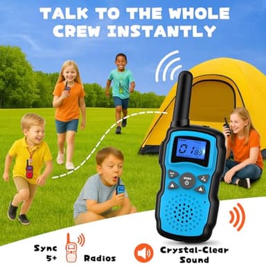 Wishouse Walkie Talkies for Kids Rechargeable 4 Pack,Walky Talky for Adults 2 Way Radio with 2 USB Chargers 12000mAh Battery,Camping Games Toy Birthday Halloween Xmas Gift for Children Family - Image 5