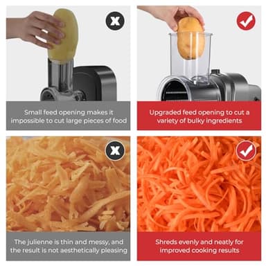 Electric Cheese Grater, Salad Maker With 6 Different Shapes of Blades, 250W Electric Slicer Shredder, Electric Salad Machine for Cheeses, Fruits, Vegetables - Image 6