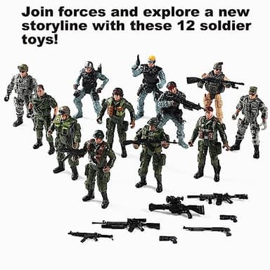 US Army Men and SWAT Team Toy Soldiers Action Figures with Military Weapons Accessories for Kids Boys Girls,12Pcs - Image 2
