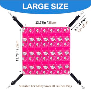BESNEW Enlarged Guinea Pig Hammock with Summer Mat,Cooling Guinea Pig Cage Accessories Ferret Rat Waterproof Hanging Hammock for Small Animals Hiding Sleeping,Adjustable Length 13.8x13.8 in - Image 2