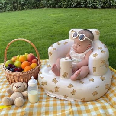 Momsnug Blow Up Seat for Baby, Inflatable Baby Chair 3 Months & Up, Chair for Babies Sitting Up with Built in Pump (Bear) - Image 2