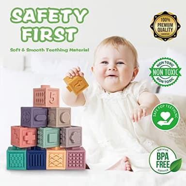 SpringFlower 3 in 1 Montessori Toys for Babies 0-3-6-12 Months, Soft Baby Teething, Stacking Building Blocks for Infants, Sensory Developmental Education Toys for Toddler Baby 12-18 Months,23 PCS - Image 3
