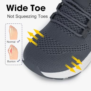 ZOVE Wide Toe Box Shoes Women Extra Wide Width Sneakers Ultra Light Road Running Shoes Non-Slip Tennis Sneakers Breathable Walking Athletic 8803 Dark Grey 40 - Image 2