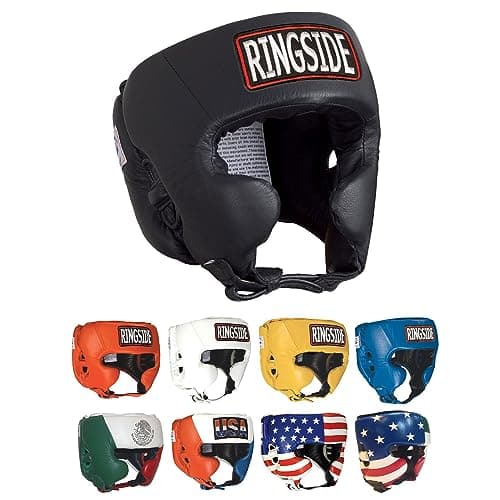 Ringside Competition Boxing Headgear, USA Boxing-Approved Leather Headgear with Cheek Protection, Great for MMA, Muay Thai, Kickboxing, and Training, Ideal for Men and Women, Black, Small - Image 1