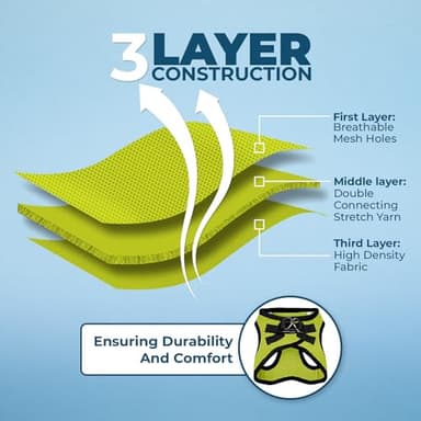 Best Pet Supplies Voyager Step-in Air Harness - All Weather Mesh, Reflective, No Pull Harness for Dogs, Cats - Secure with Hook & Loop Fastener, Buckle, Double D-Rings - Lime Green/Black Trim, M - Image 5