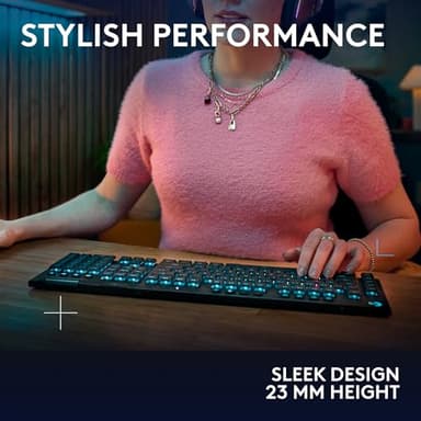 Logitech G915 X Lightspeed Wireless Mechanical Gaming Keyboard, Double-Shot PBT Keycaps, Fully Programmable Keys, RGB Backlit Mac/PC Gaming Keyboards, Aluminum Finish, GL Clicky Switches, Black - Image 8