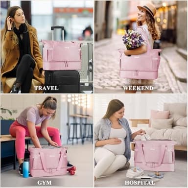 ETRONIK Gym Bag for Women, Personal Item Travel Bag with Shoes Compartment, Weekender Overnight Duffel Bag with Wet Pocket & USB Charging Port, Carry On Bag for Women, Travel, Gym, Weekend - Image 6