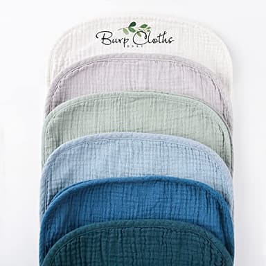 Konssy Muslin Baby Burp Cloths Sets for Unisex- 6 Pack Large 100% Cotton Burping Clothes for Newborn, Baby Girls and Boys - Image 6