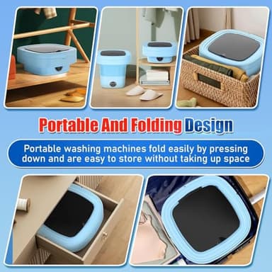 Folding Washing Machine, 11L Mini Washing Machine with 3 Cleaning Modes, Suitable for Baby Clothes, Underwear, Socks, Portable Washing Machine Folding Design Suitable for Apartments, Camping & Travel - Image 6