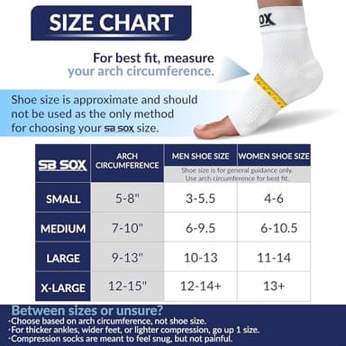 SB SOX Plantar Fasciitis Relief Socks – Ankle Brace Compression Sleeve – Arch Support for Foot Pain, Swelling, Heel Spurs – Foot Brace for Achilles Tendonitis Relief, Injury Recovery (Solid White, X-Large) - Image 4