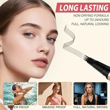 Eyebrow Pen Kit, with Microblading Eyebrow Pen, Eyebrow Gel, Eyeliner, Eyebrow Brush, Eyebrow Pencils for Women, Waterproof, Smudge Proof, Long Lasting Makeup Formula - Dark Brown - Image 3