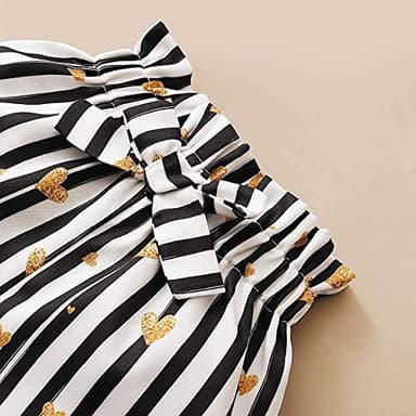 DISAUR Baby Girl Summer Clothes Black t-Shirt+ White Black stripes Shorts Toddler Girl Outfits 3t 4t 3-4t - Image 8