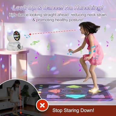 Dance Mat for Kids, Rechargeable Dance Mats for Girls and Boys, Light-up Dancing pad Game with Wireless Bluetooth, Christmas Birthday Gifts Ideas for 3 4 5 6 7 8 9 10 11 12 Year Old Kids - Image 5