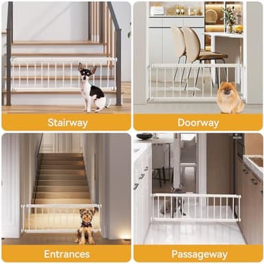 Fldofaves Dog Gate - 18"-45" Adjustable Extra Wide Metal Baby Gate to Step Over, 10" Tall Small Pet Gate with 3 Extension Kits, Pressure Mounted for Doorways & Stairs - Image 5