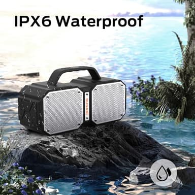 BUGANI Shock Bluetooth Speaker, Portable Bluetooth 5.3, Waterproof, 60W Super Power, Outdoor Speaker, Black(New Model) - Image 4