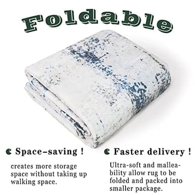 vivorug Washable Rug, Ultra Soft Area Rug 8x10, Non Slip Abstract Rug Carpet, Stain Resistant Rugs for Living Room Bedroom, Modern Fluffy Rug (Gray/Navy, 8'x10') - Image 6