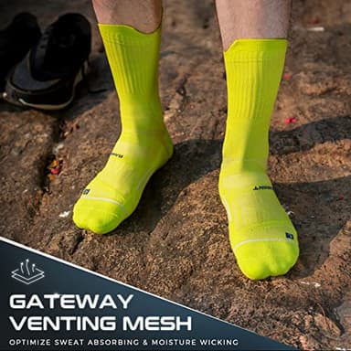 Compression Running Socks 3 Pairs, Cushion Crew Socks, Anti-Blister Moisture Wicking Athletic Hiking Basketball Socks - Image 3