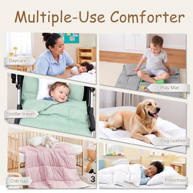 ZPECC Toddler Down Alternative Comforter, 39x47 Hypoallergenic Baby Blanket Quilt, Soft Breathable Lightweight All Season Kids Duvet Insert for Crib Stroller Cot Daycare, White Stripe - Image 6