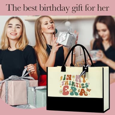 Ajgvf 30th Birthday Decorations for Her 30th Birthday Gifts for Women 30th Birthday Gift Ideas 30 Year Old Birthday Gifts for Women Mom Grandma Sister Friend Wife Coworker with Canvas Tote Bag Blak - Image 5