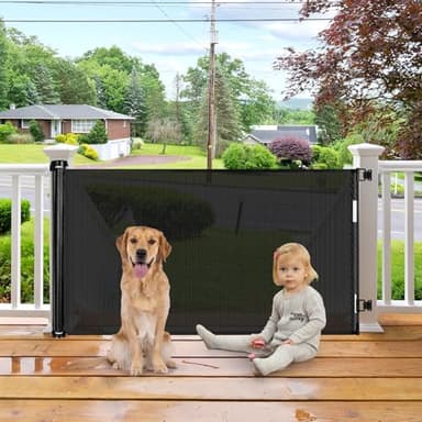 Retractable Baby Gates for Doorways 55 Inch Wide Retractable Dog Gates for The House Outdoor Dog Barriers for Home Indoor Pet Barrier Mesh Baby Gate for Fireplace Pet Safety Gate for Front Door - Image 1