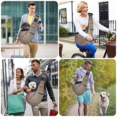 CUBY Dog and Cat Sling Carrier - Hands Free Reversible Pet Papoose Bag - Soft Pouch and Tote Design - Suitable for Puppy, Small Dogs Cats Outdoor (Khaki Senior, Adjust Strap 2.0)… - Image 5