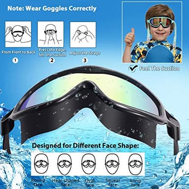 Kids Goggles for Swimming 2 Pack No Leaking Anti-Fog Outer Eye Fit with Wide View UV Protection Crystal Clear Watertight Swim Goggles with nose cover Suitable for Children Youth Boys Girls Age 3 to 14 - Image 3