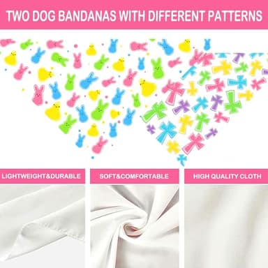Easter Dog Bandanas 2 Pack, Triangle Reversible Rabbits Chilck Blue Pink Plaid Dog Scarfs for Boy and Girl, Pet Scarves for Easter Bandanas Bulk for Small Medium Large Dogs (Cross+Bunny, One Size) - Image 7