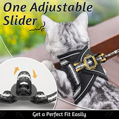 rabbitgoo Cat Harness and Leash Set for Walking Escape Proof, Adjustable Soft Kittens Vest with Reflective Strip for Cats, Comfortable Outdoor Vest, Black, M - Image 6