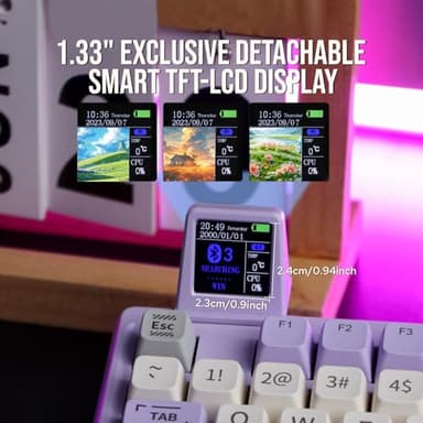 EPOMAKER RT100 97 Keys Gasket BT5.0/2.4G/USB-C Mechanical Keyboard with Customizable Display Screen, Knob, Hot Swappable Socket, 5000mAh Battery for Win/Mac(RT100 Purple， Wisteria Linear Switch) - Image 4