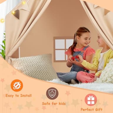 MORITECK Kids Play Tent with Padded Mat & Star LED Lights for Ages 4-8-10 Year Old Girls Boys, Large Cute Indoor Play Room House Tent for Toddler Children - Image 4
