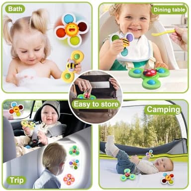 Suction Cup Spinner Toy for Baby - Suction Cup Fidget Spinner Toys Bath Toys Window Spinning Top Baby Toys 12-18 Months Christmas Birthday Gifts for 1 2 3 Boys Girls Sensory Toys for Toddlers 1-3 - Image 4