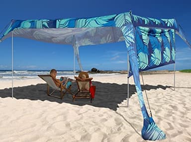 Beach Canopy Tent Shade with Sidewalls 10x10FT, 6.6FT Tall, UPF50+ Sun Shelter, Windproof & Water Resistant, Includes Guylines Sand Shovel Stability Poles, Easy Up for Beach Outdoor Camping Backyard - Image 1