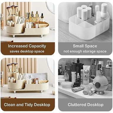 360° Rotating Vanity Makeup Organizer with Brush Holder, Large Spinning Cosmetic Storage for Skincare, Perfumes and Lotions - Image 6